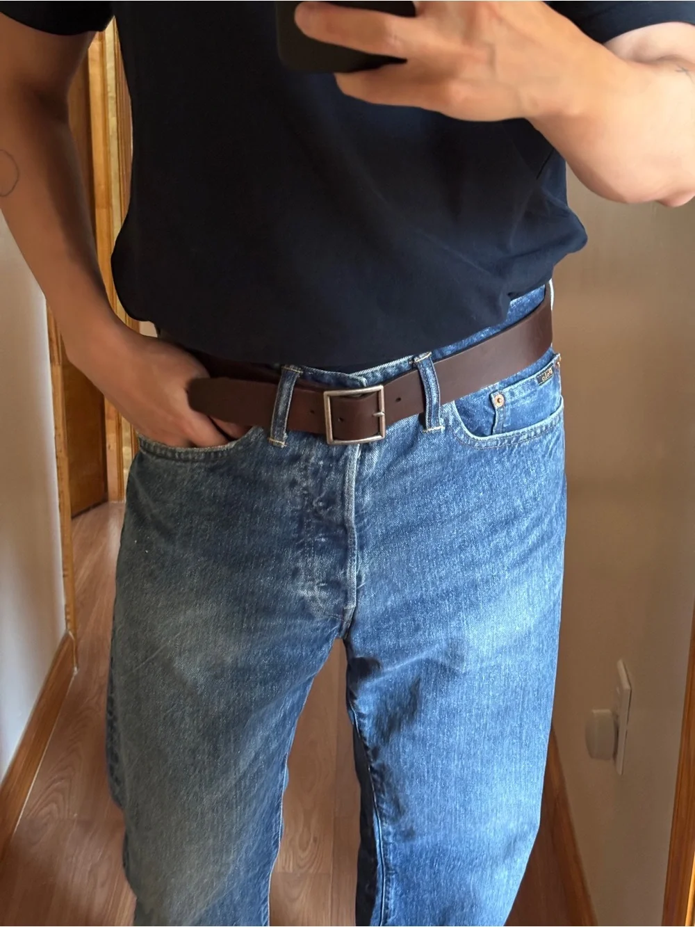 Wallace & Barnes Dark Brown Leather Belt Size 34